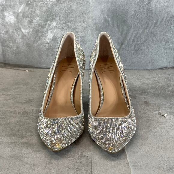 INC INTERNATIONAL CONCEPTS Women's Silver Rhinestone Zitah Pointed-Toe Pumps SZ6 - Picture 3 of 9